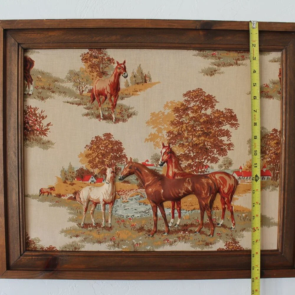 Vintage-Inspired Horses Wall Art Print in Brown and Tan